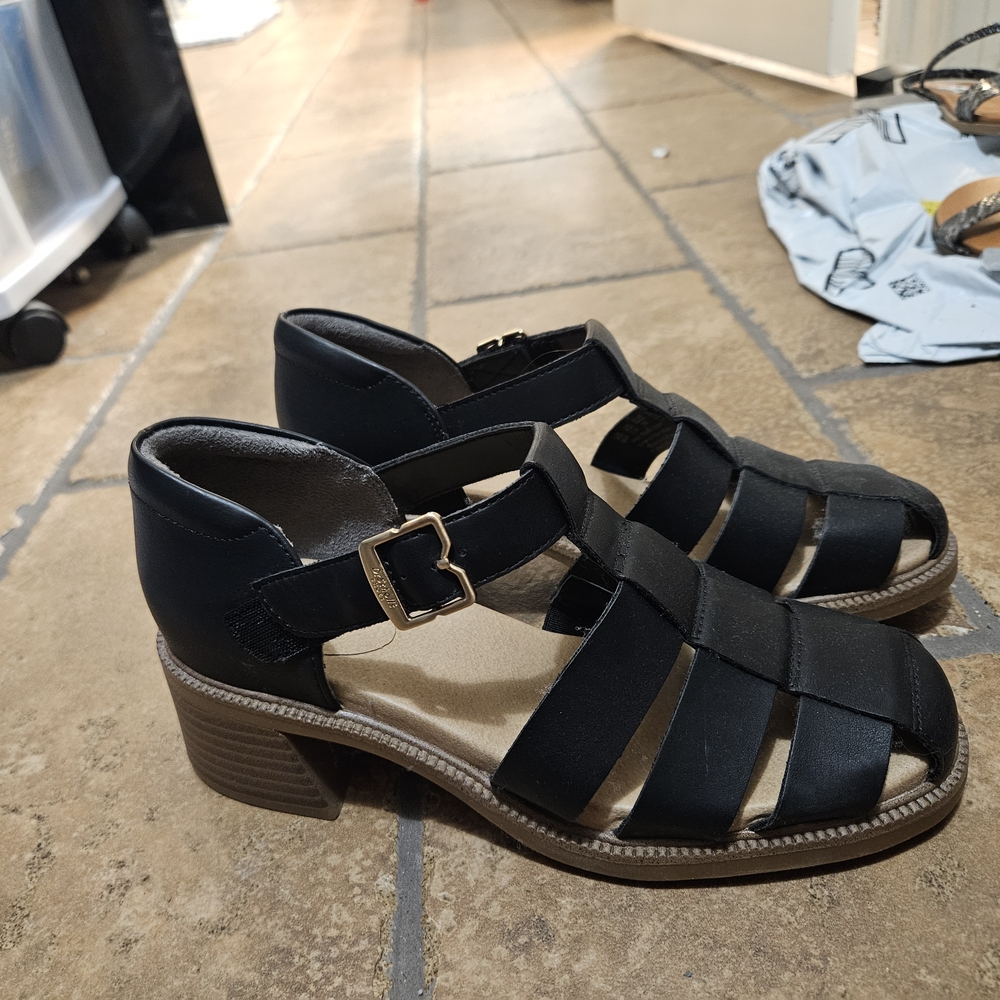 Dr. Scholl's Black Strappy Heeled Sandals